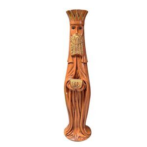 Wiseman King Figurine Statue Orange Gold Nativity Religious 13 Inch Christianity